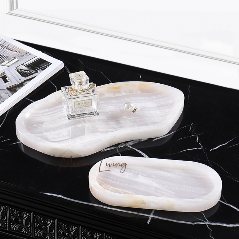 White Onyx Natural Marble Tray - Scented Candle Luxury ulasan dan harga