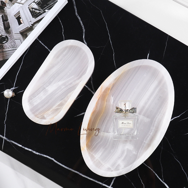 White Onyx Natural Marble Tray - Scented Candle Luxury ulasan dan harga
