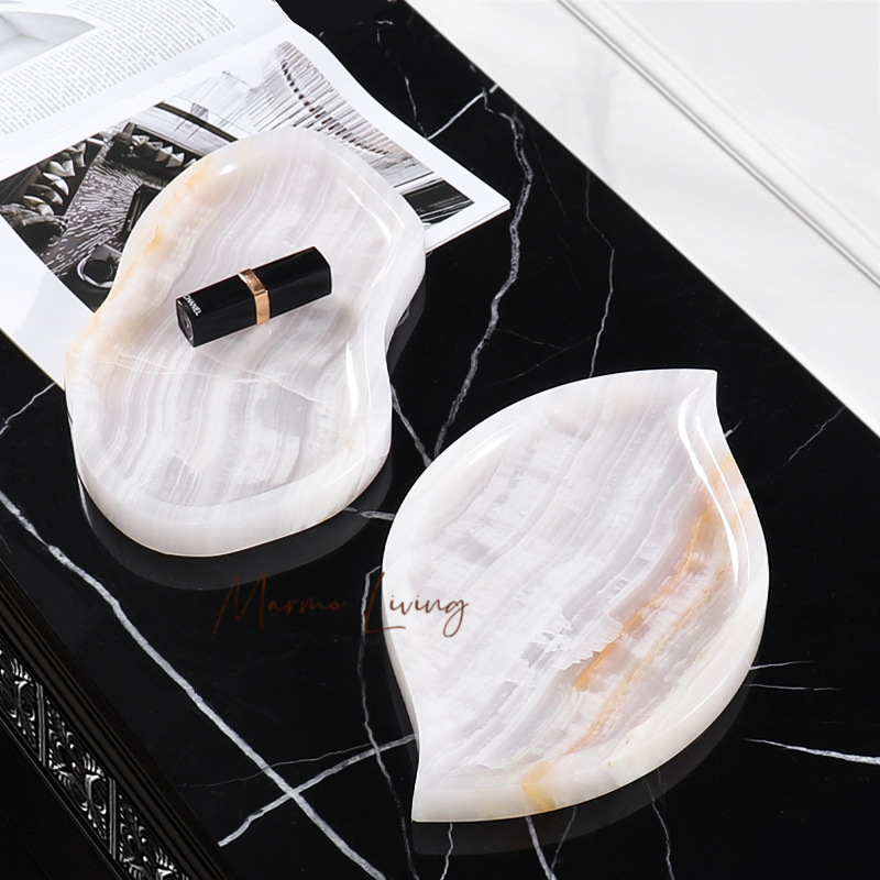 White Onyx Natural Marble Tray - Scented Candle Luxury ulasan dan harga